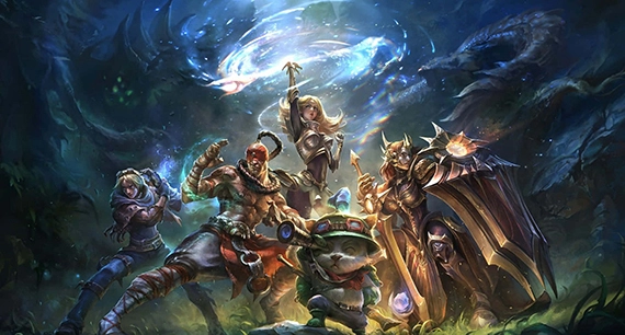 League of Legends champion teamfight illustration